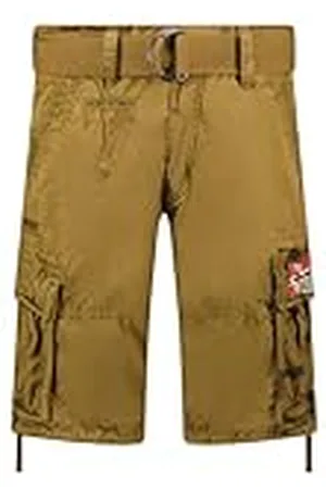 Geographical Norway Pasteque Heren Bermuda Casual Katoen - Shorts Heren Sport Cargo - Korte Bermudashorts met riem Normale pasvorm - Heren Lente Zomer (Kaki M), , M