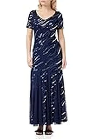 Gina Bacconi Dames pailletten mesh illusie V-hals jurk cocktail, , 40