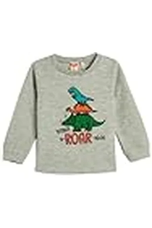 Koton Babyboy Dinosaur T-shirt met lange mouwen, ronde hals, geweven, textuur, , 2-3 Jaar