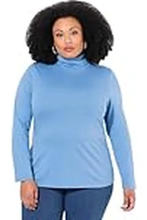 Ulla Popken Dames grote maten grote maten plus size shirt, rolkraag, slim, lange mouwen, , 58-60
