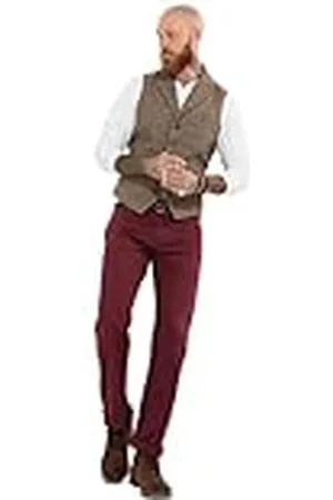 Joe Browns Herenmode Chino stijl Denim Straight Fit Jeans, Bourgondië, Regular Fit, 32R, , 32W / 32L
