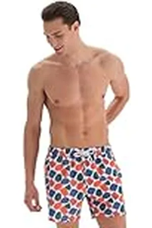 Dagi Heren bedrukte zwemshorts, wit-oranje, XL
