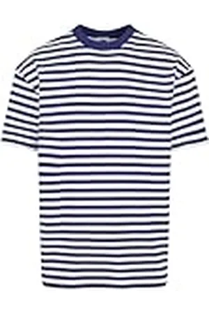 Urban classics Heren T-shirt Regular Stripe Tee White/Dark Blue XXL, , XXL