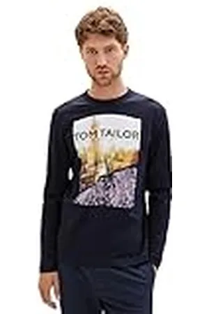 TOM TAILOR Heren Longsleeve met fotoprint van katoen, , XL, , XL