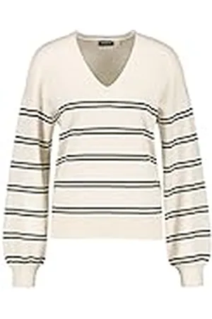 Taifun Dames 372301-15100 Trui, Light Cream/Navy Ringel, 44, , 44