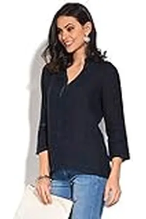 Bonamaison Halverwege de lengte jurk met ruches ronde kraag voor dames, casual, , 38 NL