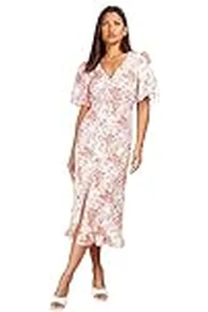 Little Mistress Midaxi Casual avondje uit jurk met bloemenprint, Meerkleurig, 36