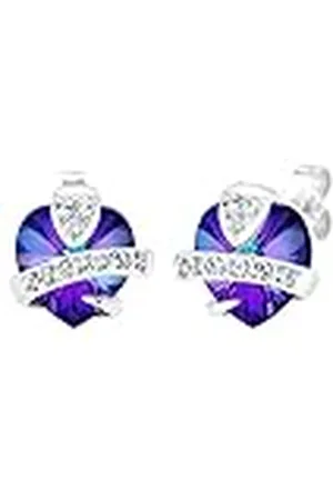 Elli Oorstekers voor dames, hart, 925 sterling zilver, kristal, briljant geslepen, emaille, kristal