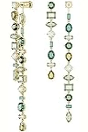 Swarovski Gema Oorhangers, Asymmetrisch Ontwerp, Verschillende Slijpvormen, Extra Lang, Groen, Goudkleurige Toplaag
