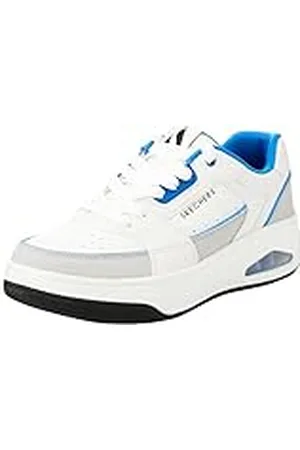 Skechers UNO Court Sneakers voor heren, wit en grijs leer/Duraleather/Blauw M, 9 UK, , 43 EU