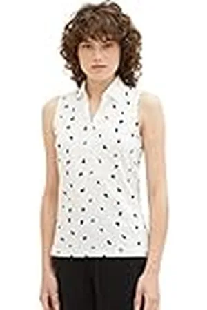 TOM TAILOR Dames 1037379 Poloshirt, 32675-Offwhite Navy Dot Design, XS, , XS