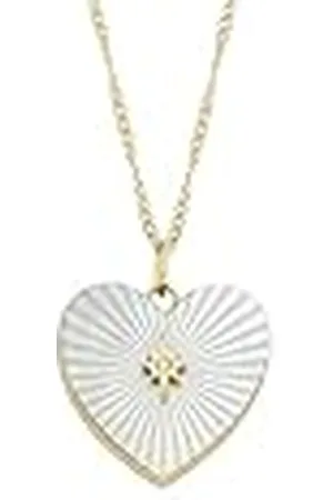 Fossil Ketting voor vrouwen Locket Collection White Mother of Pearl Chain Heart Necklace, Lengte: 406mm+60mm, Breedte: 17.8mm, Hoogte: 17.7mm, JF04430710