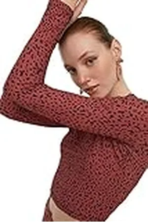 Trendyol Mijn Mullet Crop Gebreide Blouse, Plum, M