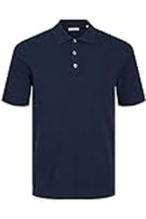 JACK & JONES JEEMIL gebreide polo S/S SN pullover marineblauwe blazer, L