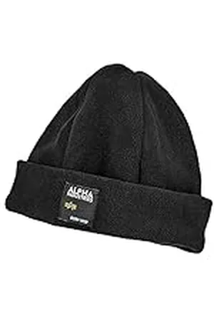 Alpha Industries Label Fleece muts Minimalistische unisex Black