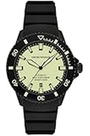 Emporio Armani Horloge Voor Mannen, Kwartsuurwerk en 42mm Kastmaat met Roestvrij stalen, Lederen of Siliconen bandGroen en zwartGroen en zwart
