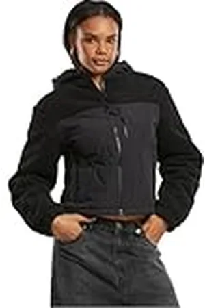 Urban classics Dames overgangsjas dames Sherpa Crinkle Nylon Mix Jacket, lichte Sherpa gewatteerde jas voor vrouwen, losse pasvorm, maten XS-5XL, , XS