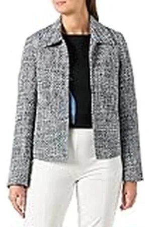 Taifun Dames 330327-11057 jas jeans + weefsel, zwart patroon, 36, , 36