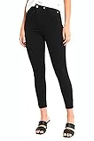 NA-KD Vrouwen Skinny hoge taille Raw Zoom Jeans, , 10 UK, , 36