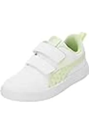PUMA Courtflex V3 Dotty V PS, uniseks gymschoenen voor kinderen en jongens, White Cool Cucumber, 21 EU
