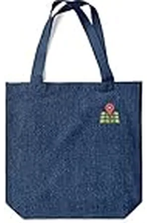 Green Fish Denim-draagtas, bedrukt, boodschappentas, machinewasbaar, opvouwbaar, handtas van jeans met handgrepen, 38 x 42 cm, , Eén maat, modern