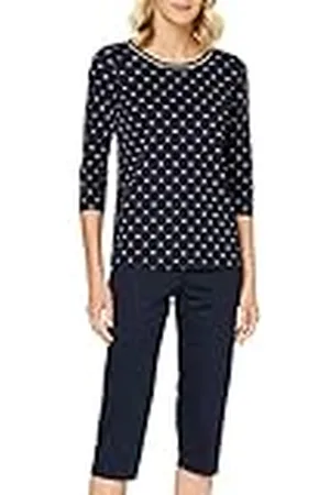 Calida Night Lovers 3/4-pyjama voor dames, van 100% supima-katoen, met stof beklede elastische tailleband, , 48-50