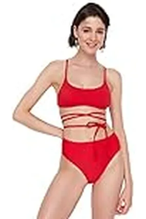 Trendyol Damesbikini met knoopsluiting, gedetailleerde hoge taille, zes bikinibroekjes, , 44
