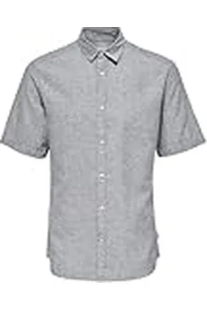 Only & Sons Heren Overhemd Korte Mouw Slim Fit Kraag Modern Zomer Shirt, Colour:Blue, Size:S