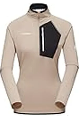 Mammut Polartec Power Grid Damespullover met halve rits, XS, beige, functioneel shirt, bovendeel voor sporters, , XS