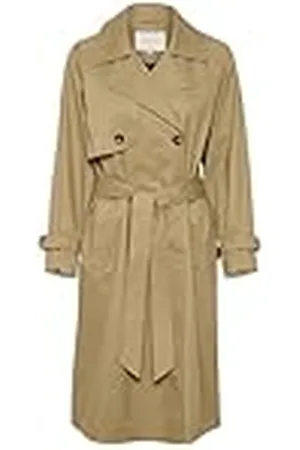 Kaffe Trenchcoat met dubbele breasted button vasthoudende riem knie-lengte jas, , maat 44 voor dames, , 42