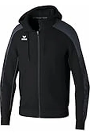 Erima Evo Star Trainingsjack met capuchon, zwart/leisteengrijs, 164 cm, uniseks, kinderen, zwart/leigrijs., 164