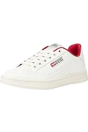 Diesel Heren S-Athene VTG Sneakers Low-Top, EGRET/Tango ROOD, 7.5 UK, , 41 EU