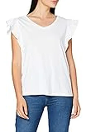 7 for all Mankind Dames Ruffle V Neck T-shirt