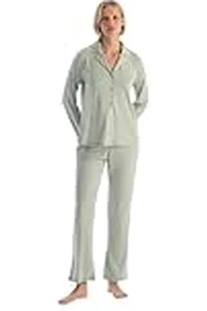 Dagi Dames Mint Green Satin Garnihed Shirt en Broek Pyjama Set, XL, , XL