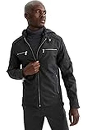 DeFacto Leren jas voor vrijetijdskleding - leren jas voor heren voor bovenkleding (D antraciet, XXL), , XXL