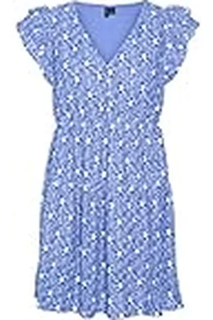 VERO MODA Bestseller A/S Dames VMSONEY LACE SL V-hals korte jurk WVN jurk, Little Boy Blue/Detail:Snow White Lines, XS, , XS