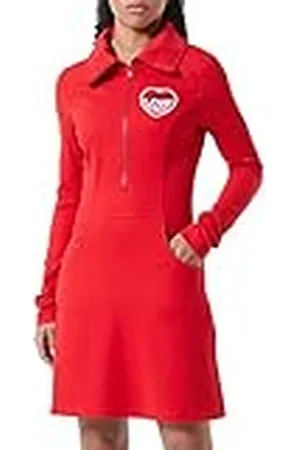 Moschino Lange mouwloze damesjurk met geborduurde Storm Heart Patch Jurk, , 38