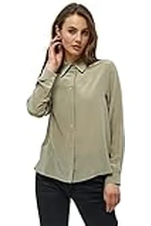 Minus Dames Caty Silk Shirt 2, Wood Smoke, 12