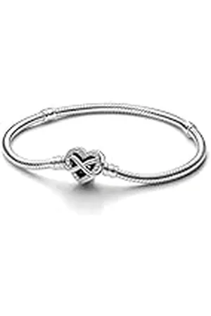 PANDORA Moments Armband aus Sterling-Silber mit Funkelndem Unendlichkeits-Herzverschluss und Zirkonia Steinen, kompatibel mit der Moments Kollektion, Größe: 21cm, 592645C01-21