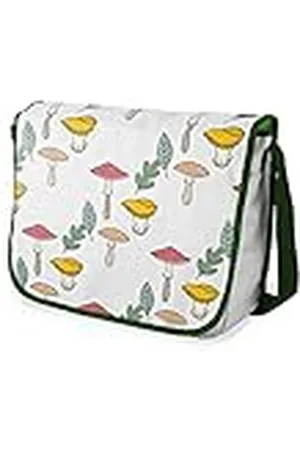 Bonamaison Digitaal bedrukte Messenger schooltas met kaki riem voor studenten, crossbody tas, koerierstas, schoudertas voor kinderen, meisjes, jongens, maat: 29x36 cm