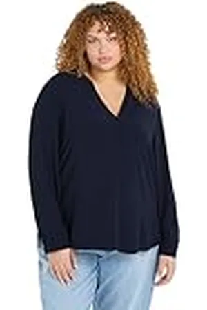 Tommy Hilfiger Dames CRV Viscose Crêpe V-hals Blouse Blouses, Blauw, 48, , 48
