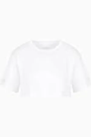 Armani Exchange Dames Arte Sella, crop fit, studs logo belettering, regular fit, wit, L, , L