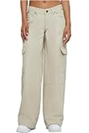 Urban classics Damesbroek Ladies Low Waist Cargo Denim 33, , 33