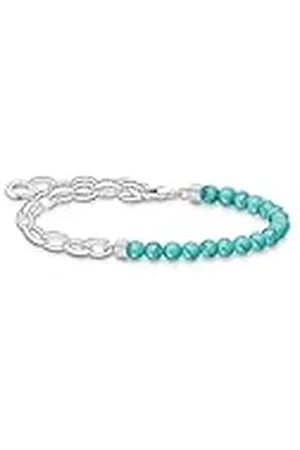 Thomas Sabo Damen Charm-Armband mit türkisen Beads Silber, 925 Sterlingsilber, Länge: 17 cm, A2098-404-17-L17