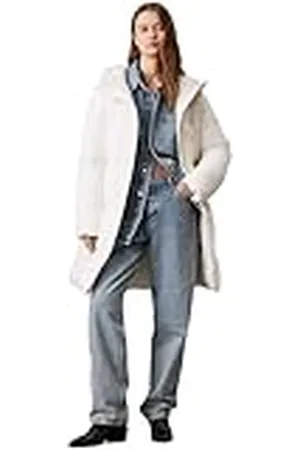 Calvin Klein Lange Pufferjas voor dames met logo riem, , XL
