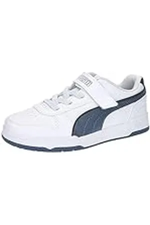 PUMA RBD GAME LOW AC+PS Sneakers, uniseks, White Inky Blue Dark Coal Team Gold, 34 EU