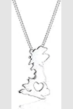 Elli Damesketting met hanger Engeland hart 925 , 45 EU, Facetgeslepen, Geen edelsteen