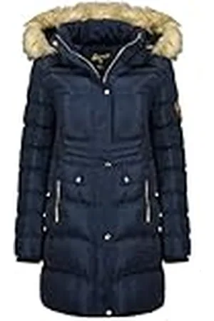 Geographical Norway Badonna Lady Lange parka voor dames, dik, warm, herfst, winter, dunne jas, capuchon, imitatiebont, winddichte jas, elegante donsjack voor dames ( , M), , M