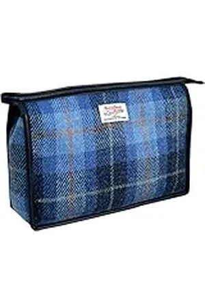 Vagabond Bags Ltd Vagabond Bags Harris Tweed Blue Check Large Holdall Bag Toilettas, 28 cm