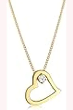 Elli DIAMONDS Halsketting Dames Hart Gelinkt met Diamant (0.03ct) in 585 Geelgoud